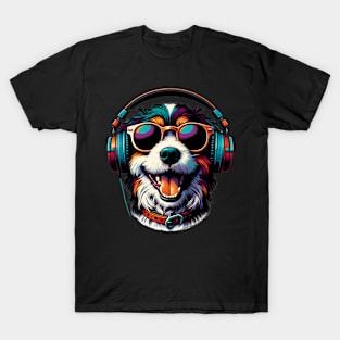 Barbet Smiling DJ with Headphones, Japanese Art Style T-Shirt